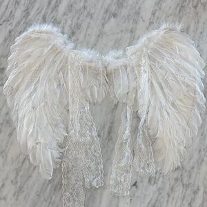 White Feather Angel Wings with Lace